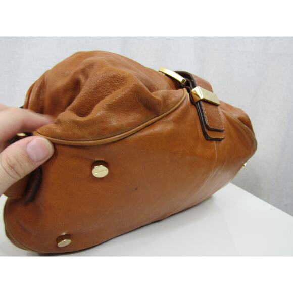 Michael Kors Brown Leather Buckle Shoulder Bag Gold Fold Over Michael - Picture 8 of 13